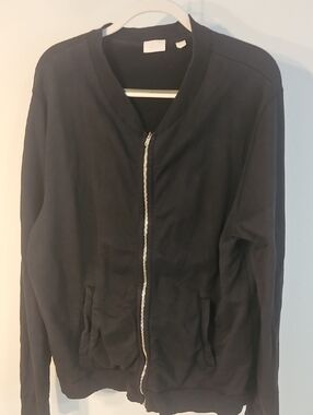 Handaerk Men's Black Zip-Front Sweater Jacket - Classic Casual Sz XXL